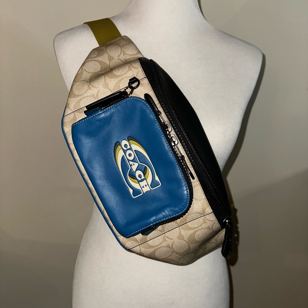 Coach Beige and Blue Belt Bag